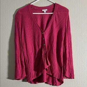 J. Jill Linen Deep Pink Button-Up Cardigan